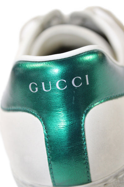 Gucci Mens Ace Gucci Blade Lace-Up Sneakers White Size 11