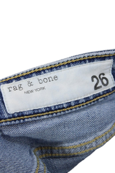 Rag & Bone Women Ankle Jeans Blue Cotton Low Rise Button Size 26