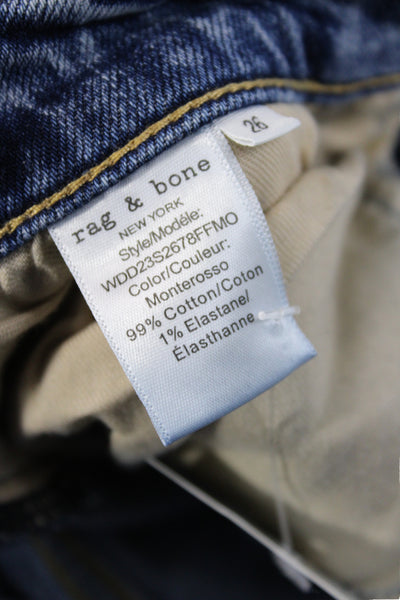 Rag & Bone Women Ankle Jeans Blue Cotton Low Rise Button Size 26