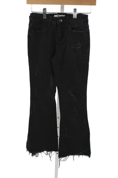Flying Monkey Women Flared Black Distressed High Rise Jeans Size 25