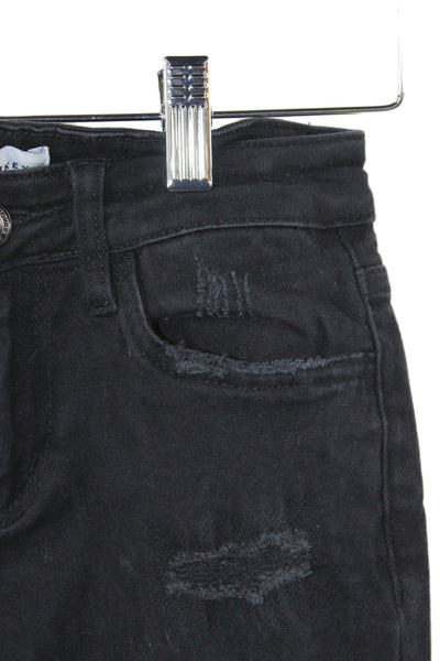 Flying Monkey Women Flared Black Distressed High Rise Jeans Size 25