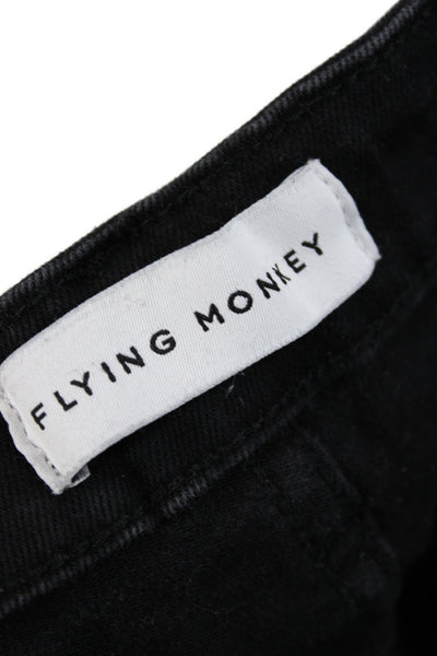 Flying Monkey Women Flared Black Distressed High Rise Jeans Size 25