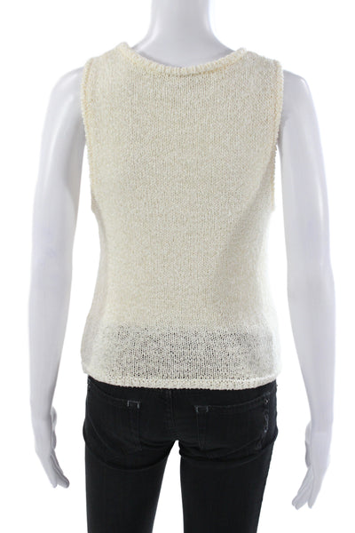 MNG Womens Ivory Scoop Neck Basic Tank Sleeveless 50% Cotton Size S