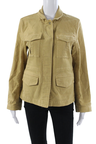J Crew Womens Military Jacket Beige Button Long Sleeve Size 4