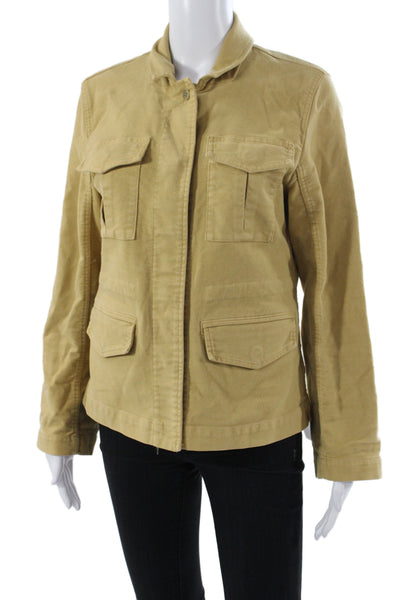 J Crew Womens Military Jacket Beige Button Long Sleeve Size 4