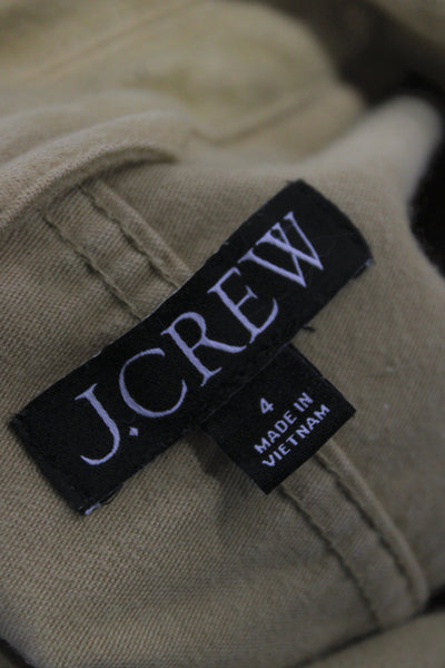 J Crew Womens Military Jacket Beige Button Long Sleeve Size 4