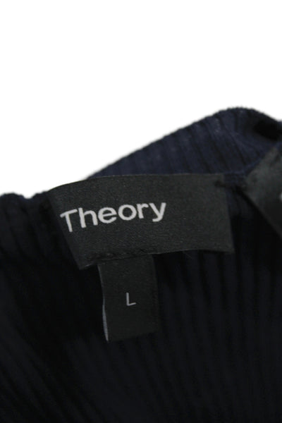 Theory Womens Blue Crew Neck Basic T Shirt 3/4 Sleeve Size L