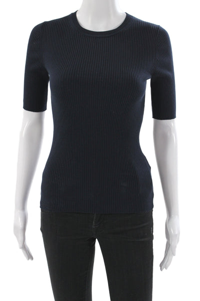 Banana Republic Womens Basic Short Sleeve Crew Neck Blue Cotton T-Shirt Size XS