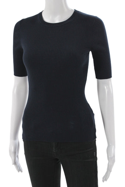Banana Republic Womens Basic Short Sleeve Crew Neck Blue Cotton T-Shirt Size XS