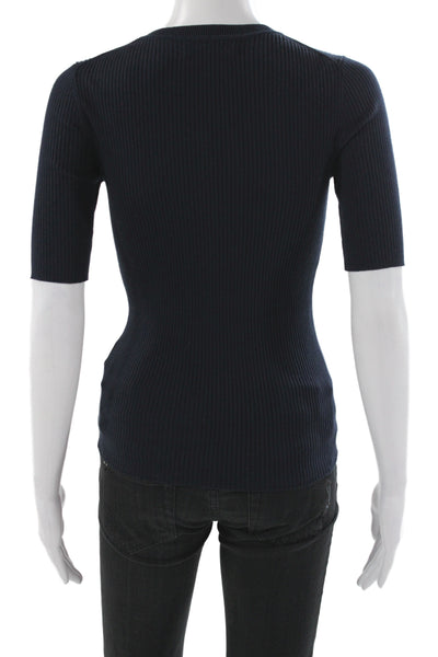Banana Republic Womens Basic Short Sleeve Crew Neck Blue Cotton T-Shirt Size XS