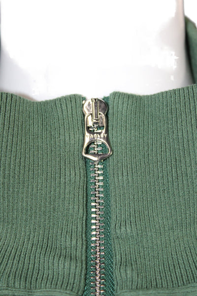 Varley Womens Pullover Sweater Mock Neck Zip Short Sleeve Green Size M