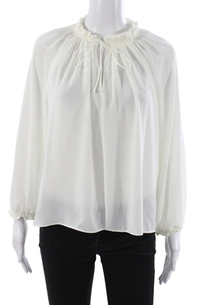 Madewell Women High Neck Long Sleeve Polyester Blouse White Size S