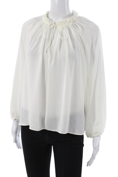 Madewell Women High Neck Long Sleeve Polyester Blouse White Size S