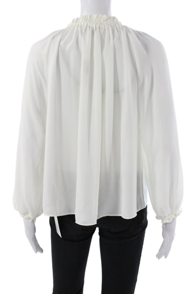 Madewell Women High Neck Long Sleeve Polyester Blouse White Size S