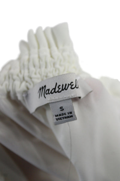 Madewell Women High Neck Long Sleeve Polyester Blouse White Size S