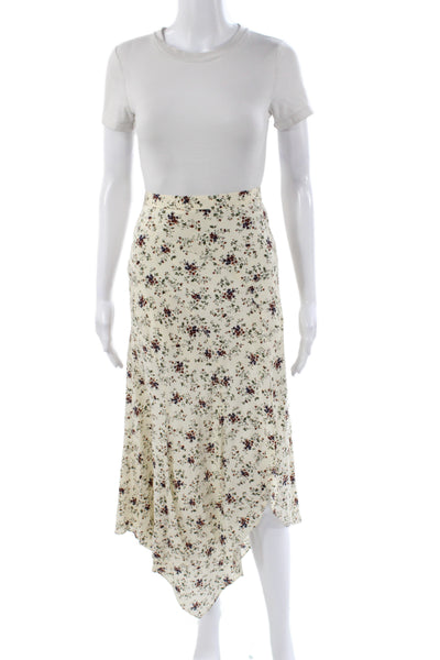 Veronica Beard Womens Wrap Skirt Ivory Silk Floral Long Zip Size 6