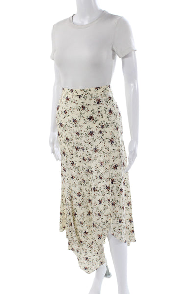 Veronica Beard Womens Wrap Skirt Ivory Silk Floral Long Zip Size 6