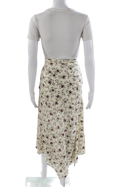 Veronica Beard Womens Wrap Skirt Ivory Silk Floral Long Zip Size 6
