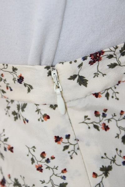 Veronica Beard Womens Wrap Skirt Ivory Silk Floral Long Zip Size 6