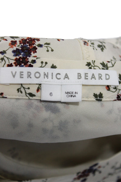 Veronica Beard Womens Wrap Skirt Ivory Silk Floral Long Zip Size 6