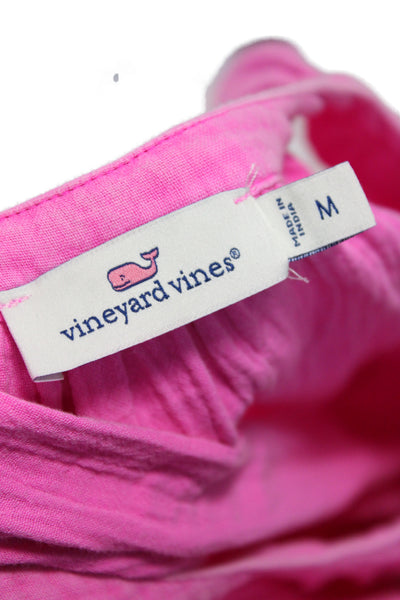 Vineyard Vines Women Shirt Dress Pink Cotton Short Sleeve Knee Length Size M