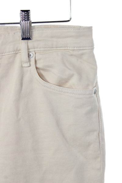 MNG Womens Cropped High Rise Beige Cotton Jeans Button Closure Size 8