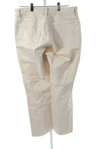 MNG Womens Cropped High Rise Beige Cotton Jeans Button Closure Size 8