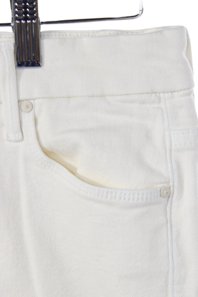 Mother Womens Skinny Jeans Ivory High Rise Button Cotton Size 29