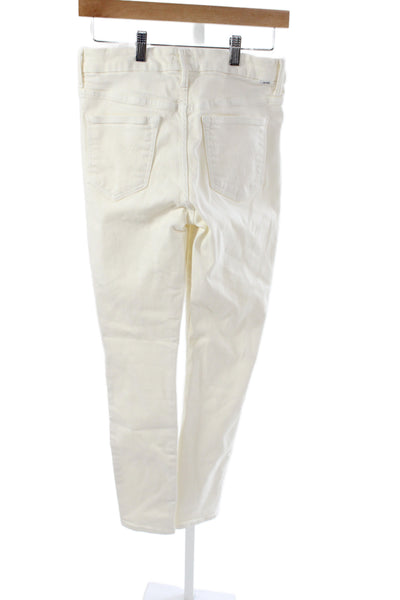 Mother Womens Skinny Jeans Ivory High Rise Button Cotton Size 29