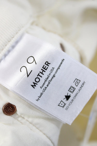 Mother Womens Skinny Jeans Ivory High Rise Button Cotton Size 29