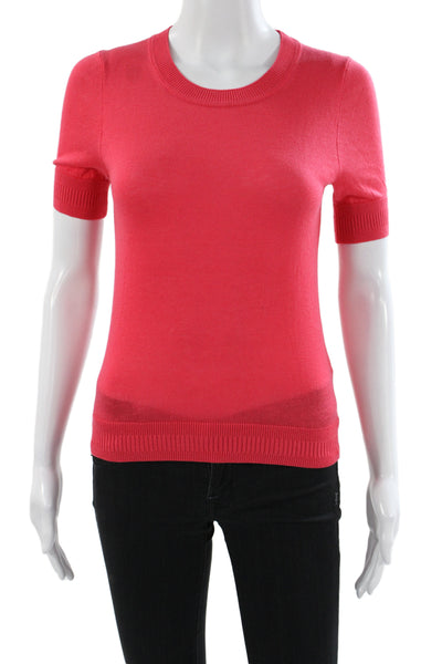J Crew Womens Red Pullover Crew Neck Short Sleeve Solid Size XS