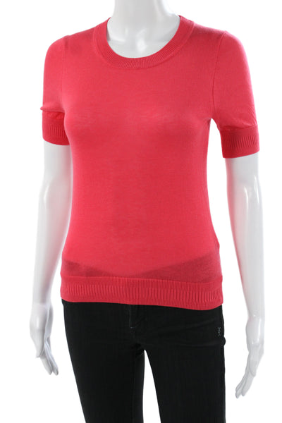 J Crew Womens Red Pullover Crew Neck Short Sleeve Solid Size XS