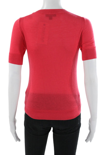 J Crew Womens Red Pullover Crew Neck Short Sleeve Solid Size XS
