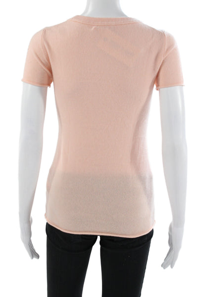 J Crew Collection Womens Pink Cashmere Crewneck Short Sleeve Pullover Size XS