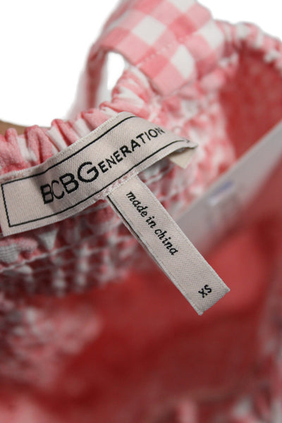 BCBGeneration Womens Sundress Pink Gingham Square Neck Size XS