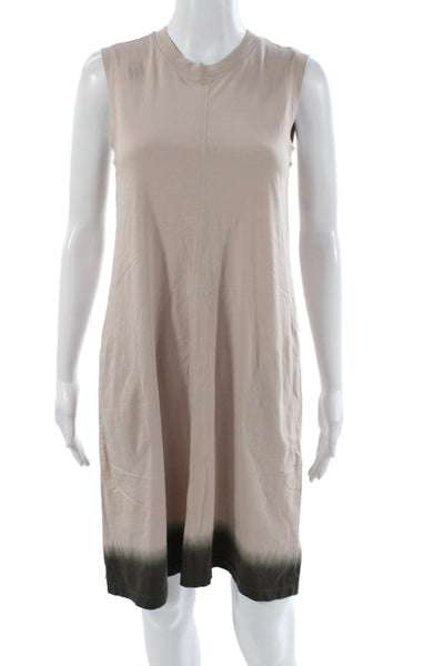 ATM Womens Tank Dress Beige Cotton Sleeveless Crewneck Knee Length Size XS