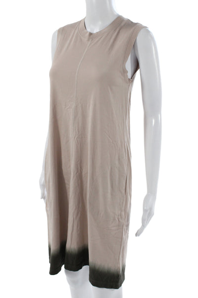 ATM Womens Tank Dress Beige Cotton Sleeveless Crewneck Knee Length Size XS