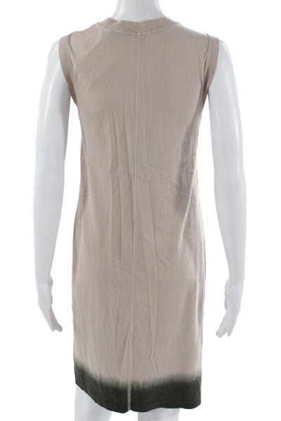 ATM Womens Tank Dress Beige Cotton Sleeveless Crewneck Knee Length Size XS