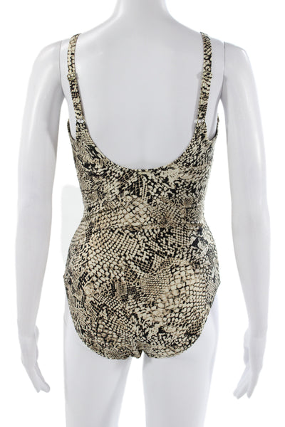 Calvin Klein Womens Beige Animal Print Nylon One Piece Swimsuit Size 8