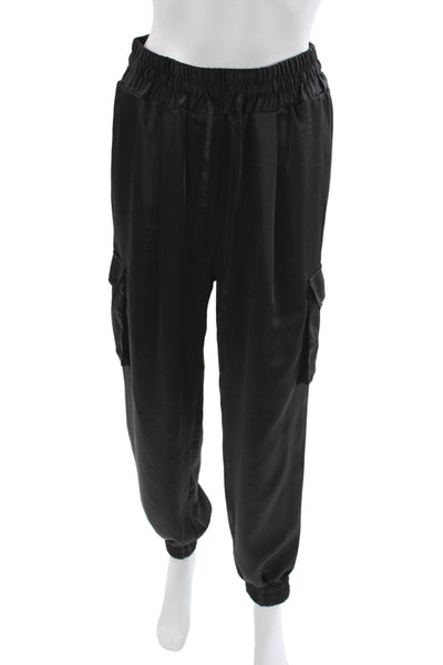Joes Women Black Cargo Pants Drawstring 100% Polyester Athleisure Size M