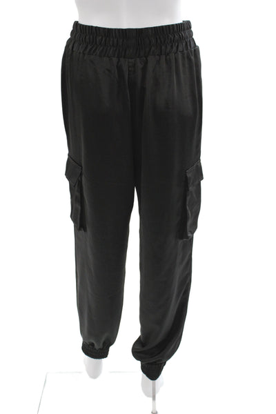 Joes Women Black Cargo Pants Drawstring 100% Polyester Athleisure Size M