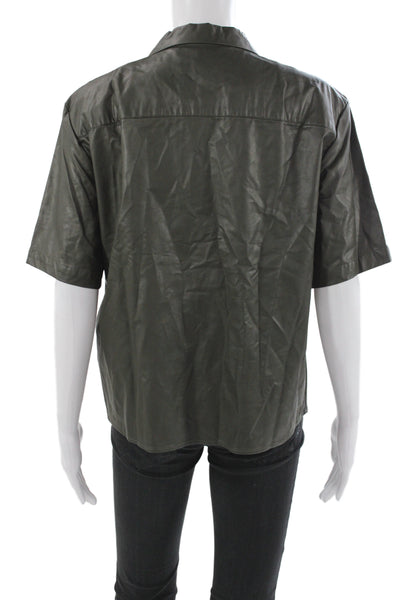 Banana Republic Womens Basic Collared Short Sleeve Button Up Green Size M