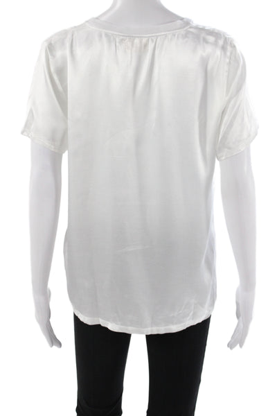 Nation LTD Women Basic White V-Neck Short Sleeve T-Shirt Size M