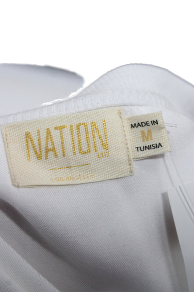 Nation LTD Women Basic White V-Neck Short Sleeve T-Shirt Size M