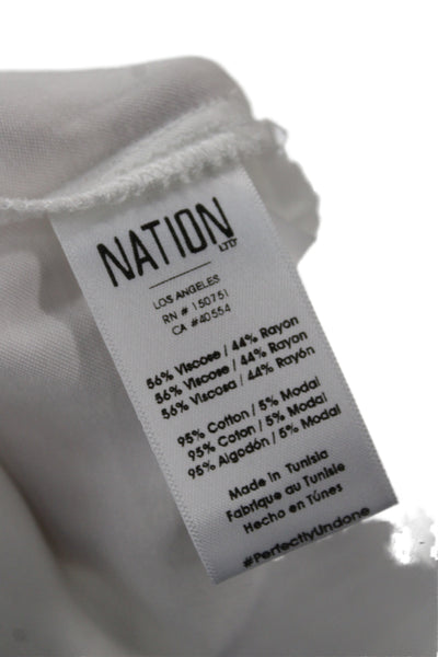 Nation LTD Women Basic White V-Neck Short Sleeve T-Shirt Size M