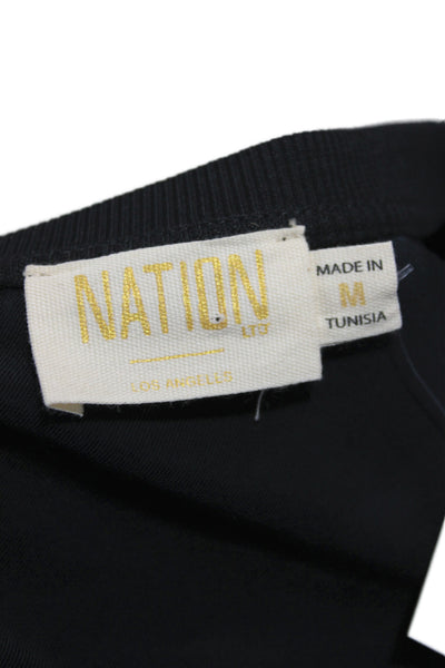 Nation LTD Womens Basic Black V-Neck Long Sleeve Blouse Viscose Size M