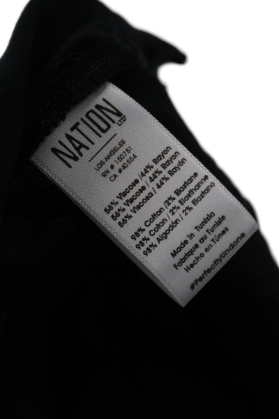 Nation LTD Womens Basic Black V-Neck Long Sleeve Blouse Viscose Size M