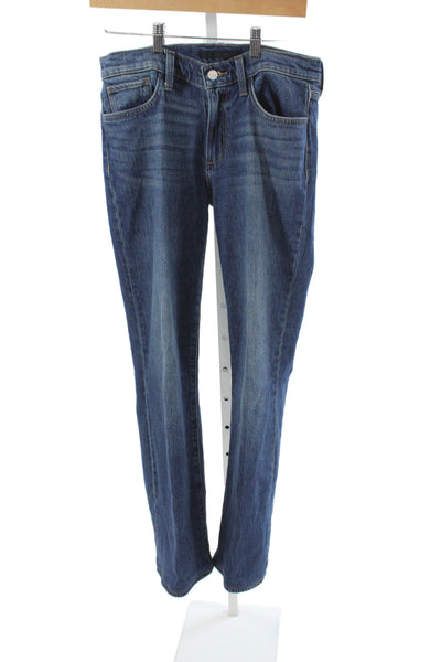 Joes Womens Straight Blue Cotton Jeans Mid Rise Button Casual Size 28
