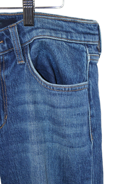 Joes Womens Straight Blue Cotton Jeans Mid Rise Button Casual Size 28