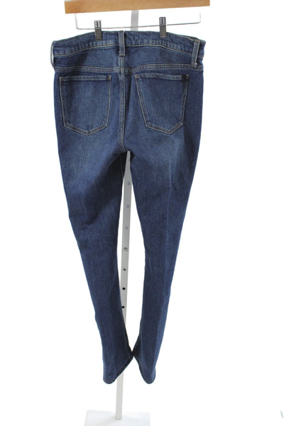 Joes Womens Straight Blue Cotton Jeans Mid Rise Button Casual Size 28